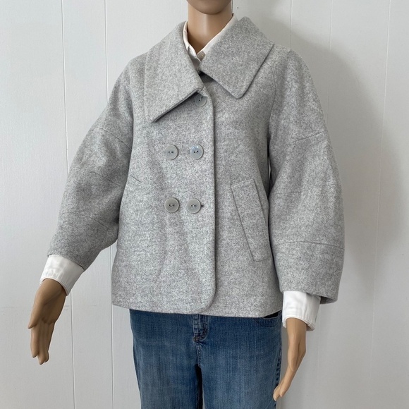 Laundry Shelli Segal wool blend double breast collared jacket light mixed grey - Picture 5 of 14